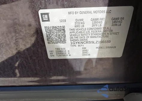 2020 Cadillac Xt5 Fwd Premium Luxury z USA, uszkodzony, nr VIN 1GYKNCRS5LZ156559